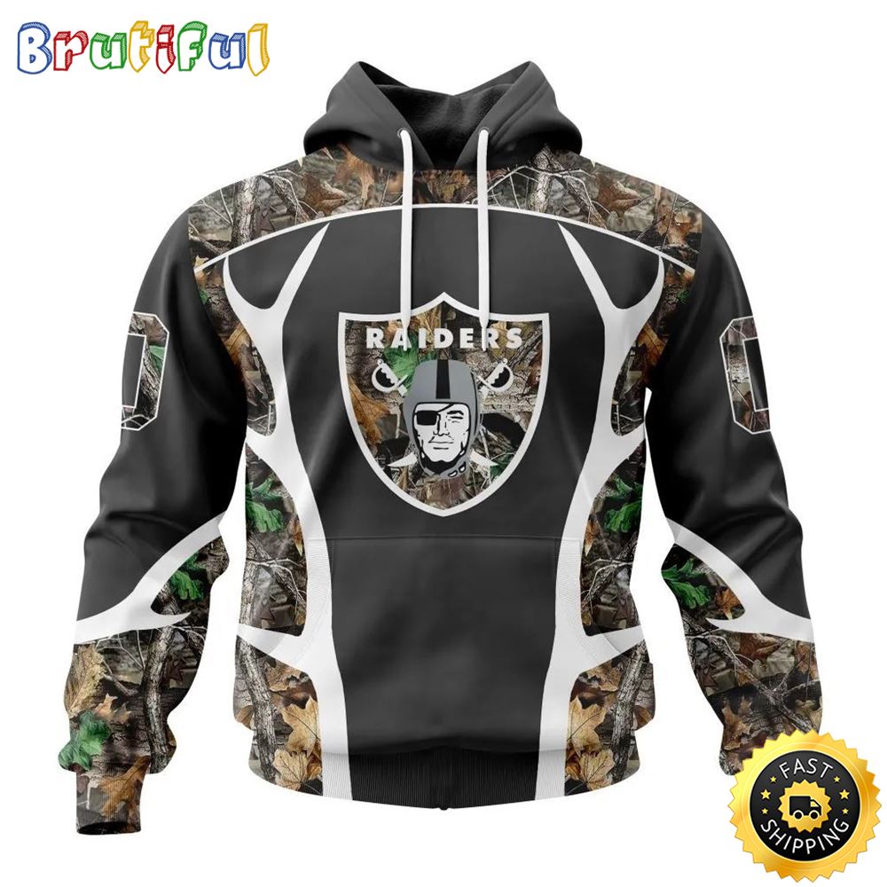 NFL Las Vegas Raiders All Over Print 3D Hoodie Camo Hunting Design Your Team In Style 1 kbu7lq