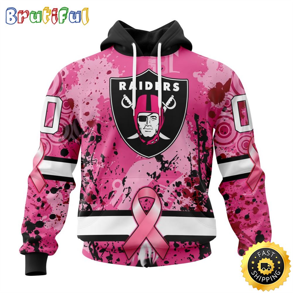NFL Las Vegas Raiders All Over Print 3D Hoodie I Pink I Can In October We Wear Pink Breast Cancer Unisex Hoodie 1 dvrcr5