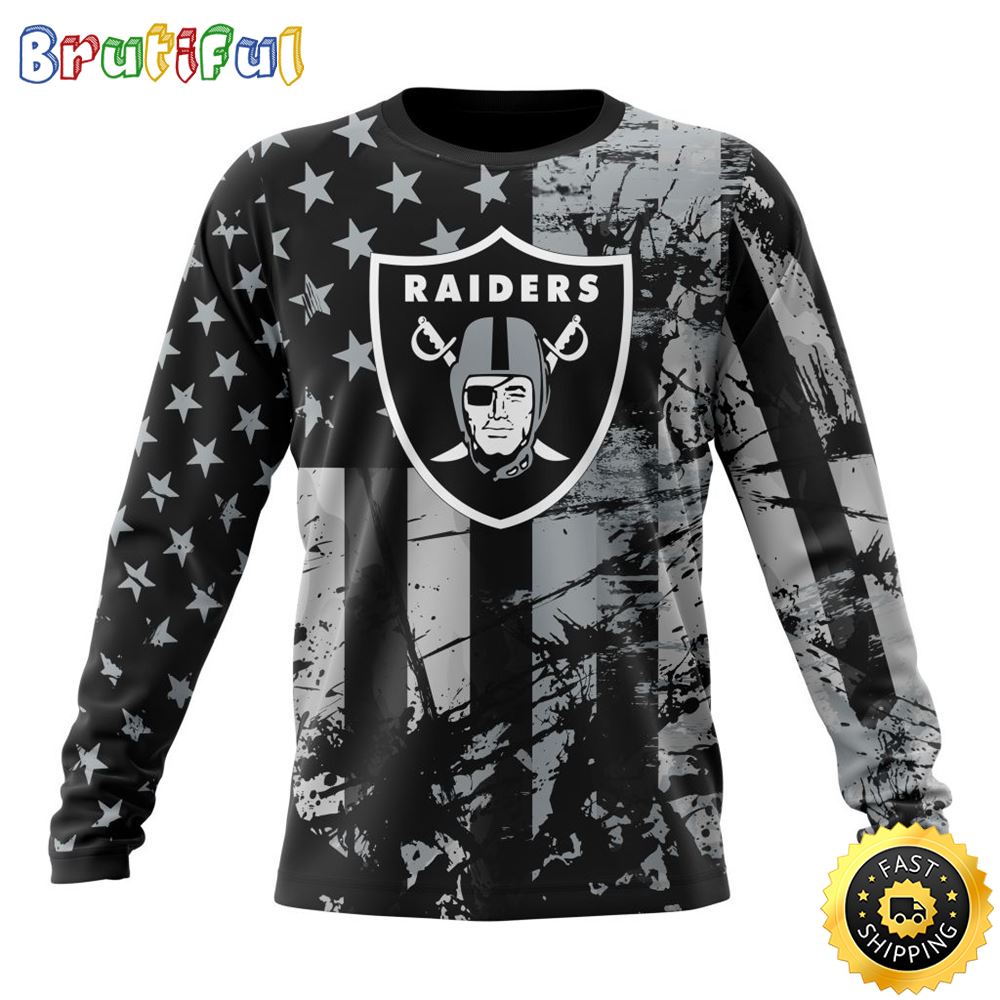 NFL Las Vegas Raiders Crewneck Sweatshirt Classic Grunge American Flag Stylish Warmth For Fans 1 zytjfm