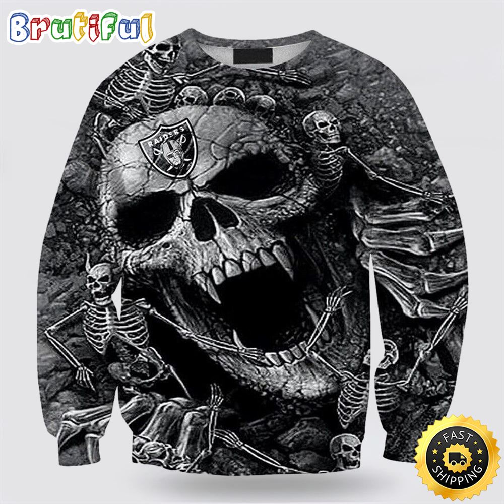 NFL Las Vegas Raiders Crewneck Sweatshirt Skull Halloween Game Day Essential jpppvl