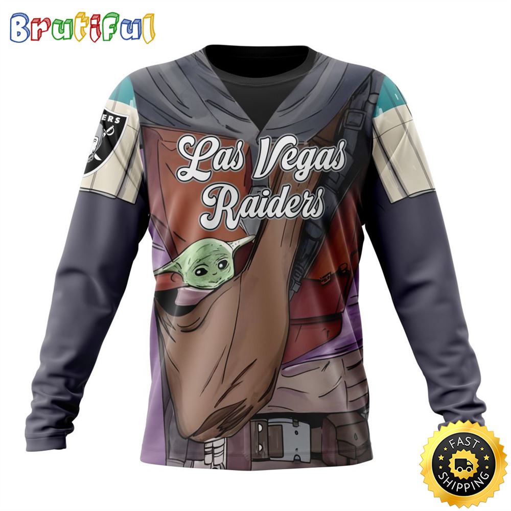 NFL Las Vegas Raiders Crewneck Sweatshirt Specialized Mandalorian And Baby Yoda Gifts For Football Fans 1 apetc9