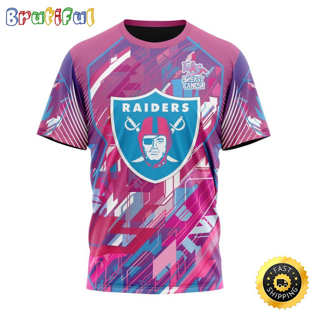 NFL Las Vegas Raiders I Pink All Over Print 3D T Shirt I Can Fearless Again Breast Cancer For Breast Cancer Survivors 1 m2cckh