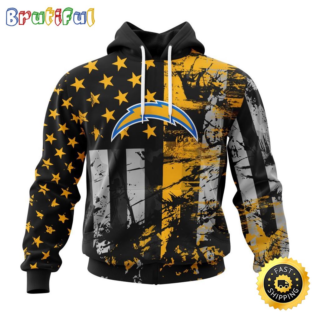 NFL Los Angeles Chargers 3D Hoodie Classic Grunge American Flag Stylish Warmth For Fans 1 so12xu