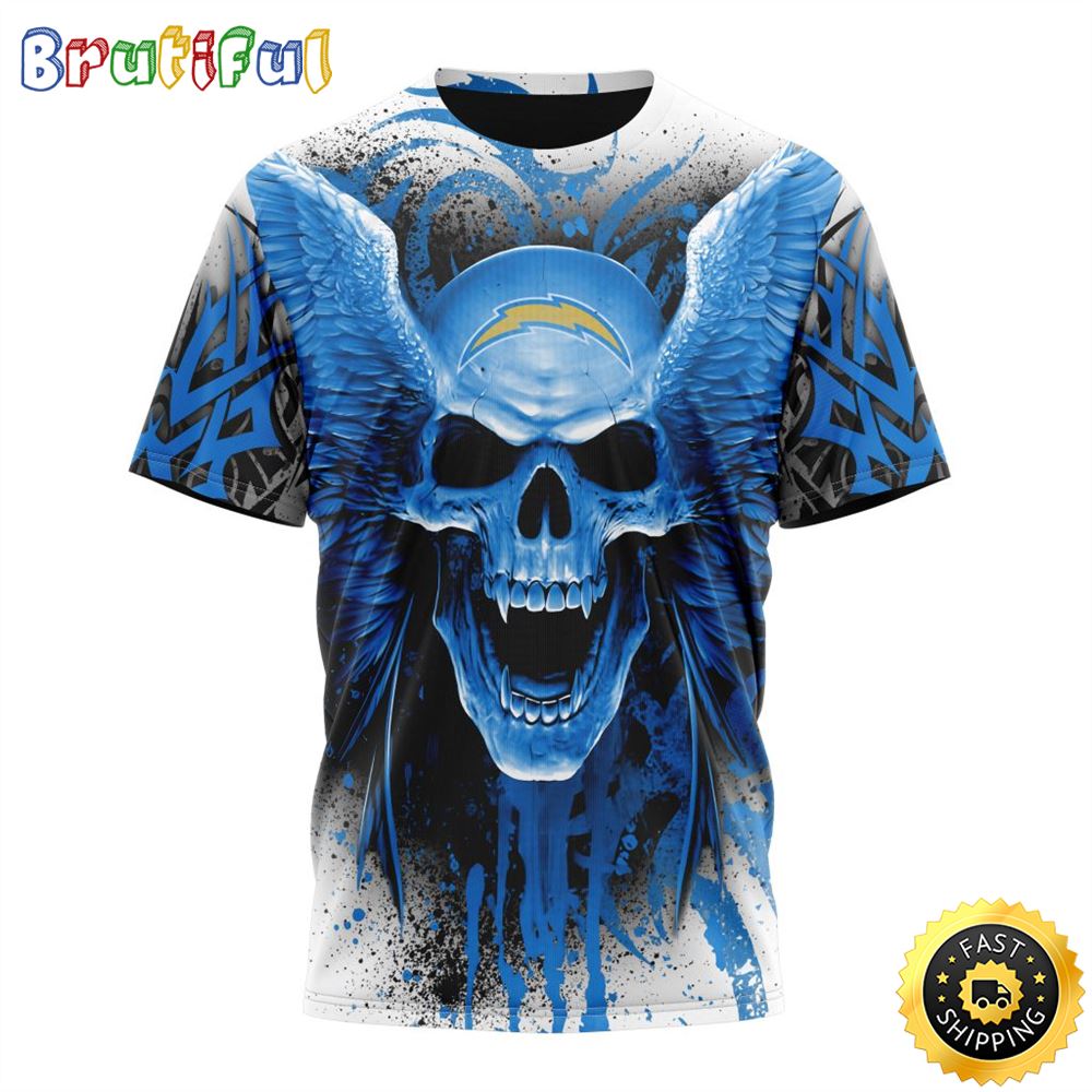 NFL Los Angeles Chargers 3D T Shirt All Over Print Special Kits With Skull Stylish Team Apparel 1 zfbgle