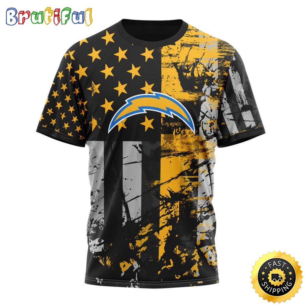 NFL Los Angeles Chargers 3D T Shirts Classic Grunge American Flag Stylish Warmth For Fans 1 fz104m