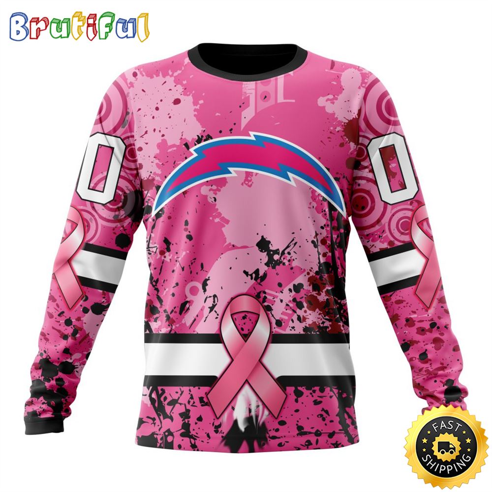 NFL Los Angeles Chargers Crewneck Sweatshirt I Pink I Can In October We Wear Pink Breast Cancer Gift For Football Fans 1 s57g9r