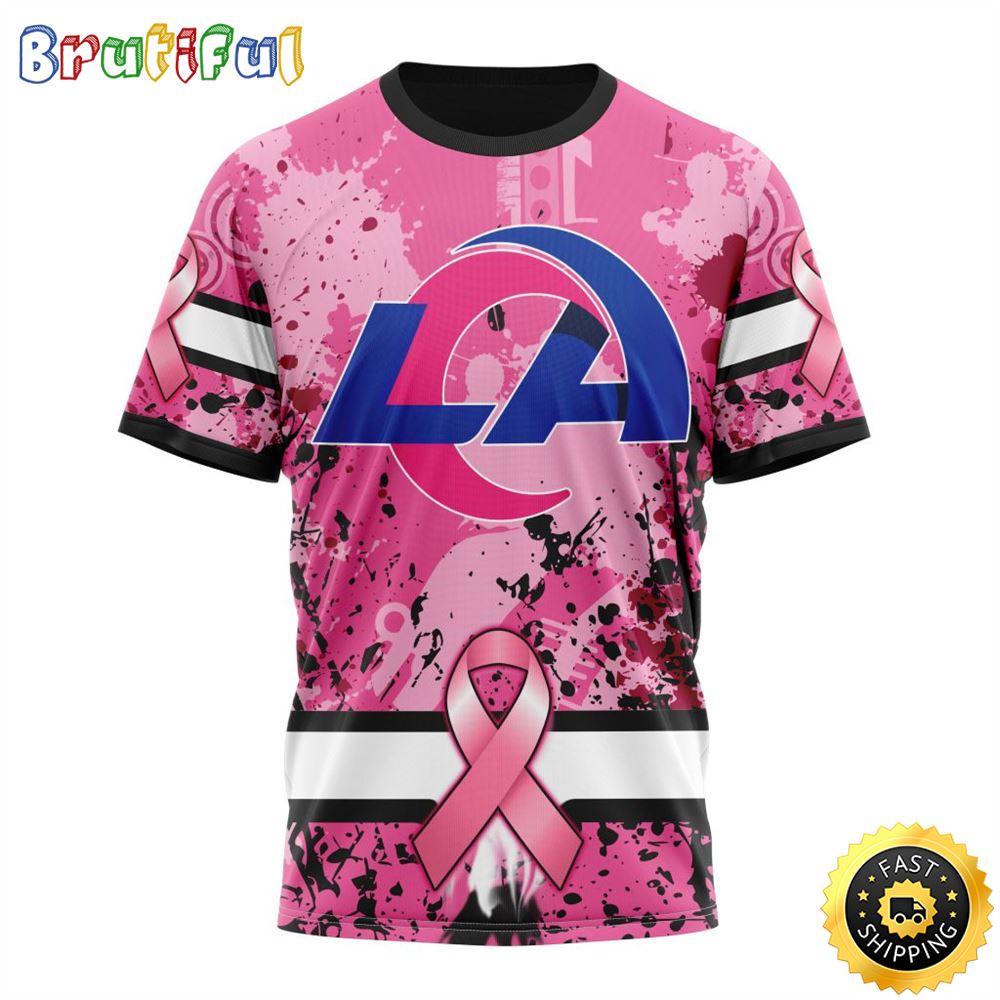 NFL Los Angeles Rams All Over Print 3D T Shirts I Pink I Can In October We Wear Pink Breast Cancer Gift For Football Fans 1 wsbwfj
