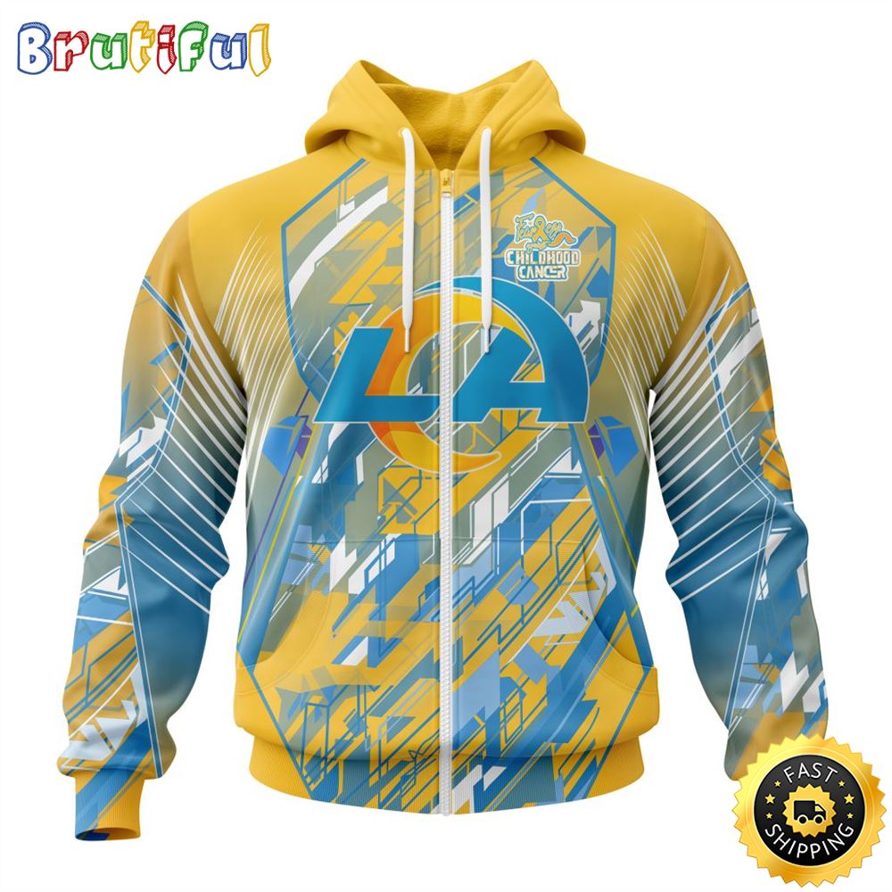 NFL Los Angeles Rams All Over Print Zip 3D Hoodie Fearless Against Childhood Cancers Unisex Hoodie 1 kpcn5k