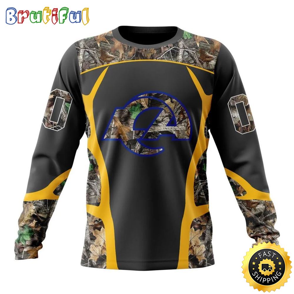NFL Los Angeles Rams Crewneck Sweatshirt Camo Hunting Design Stylish Gear For Fans 1 glkxni