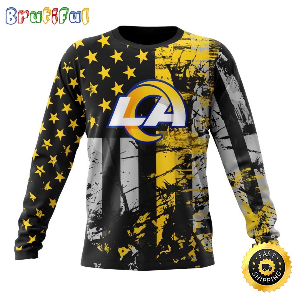 NFL Los Angeles Rams Crewneck Sweatshirt Classic Grunge American Flag Stylish Warmth For Fans 1 x7hw06