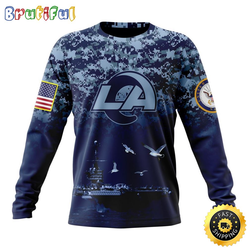 NFL Los Angeles Rams Crewneck Sweatshirt Honor US Navy Veterans Stylish Gear For Fans 1 sea0wi