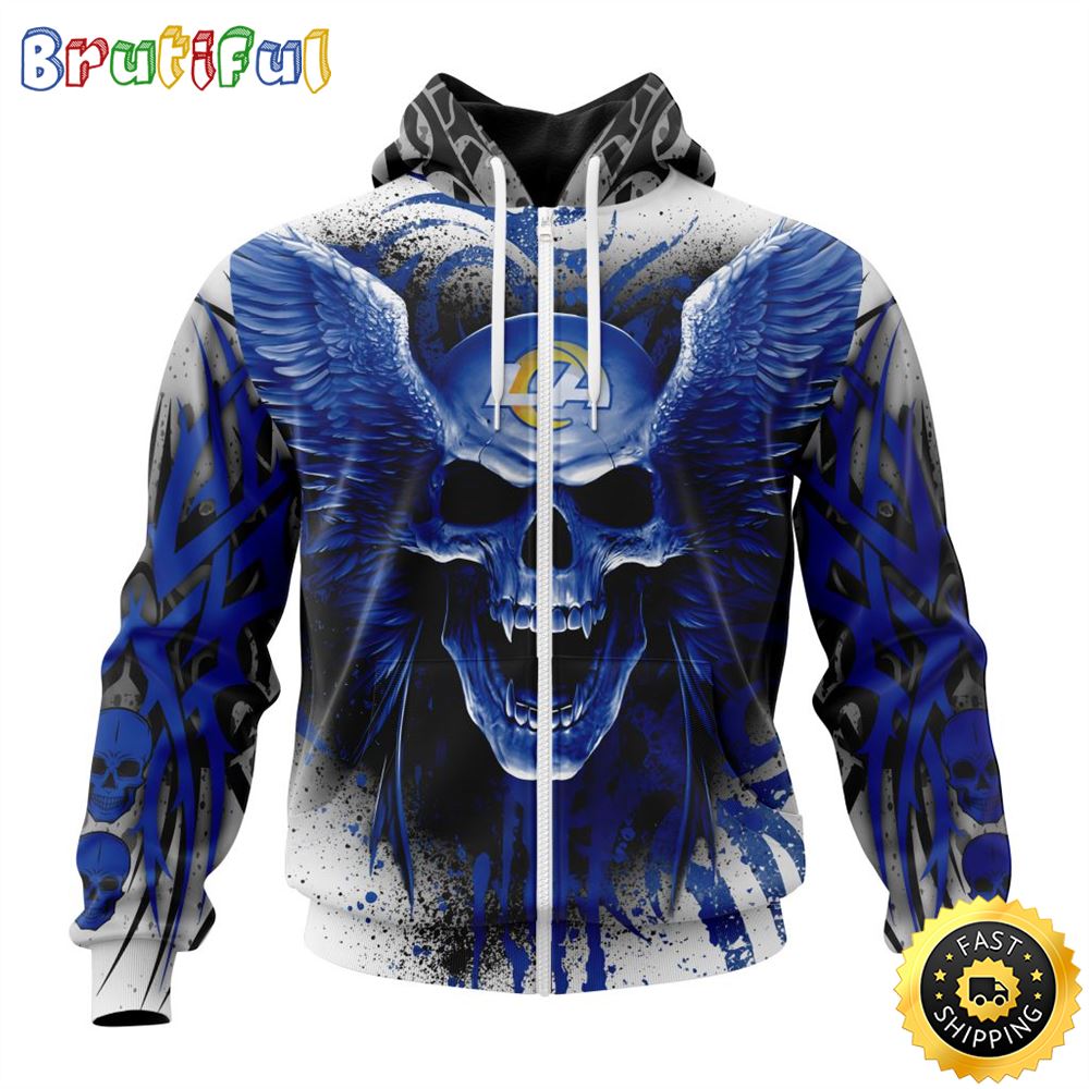 NFL Los Angeles Rams Zip Hoodie 3D All Over Print Special Kits With Skull Unite In Team Colors 1 dcdrf2