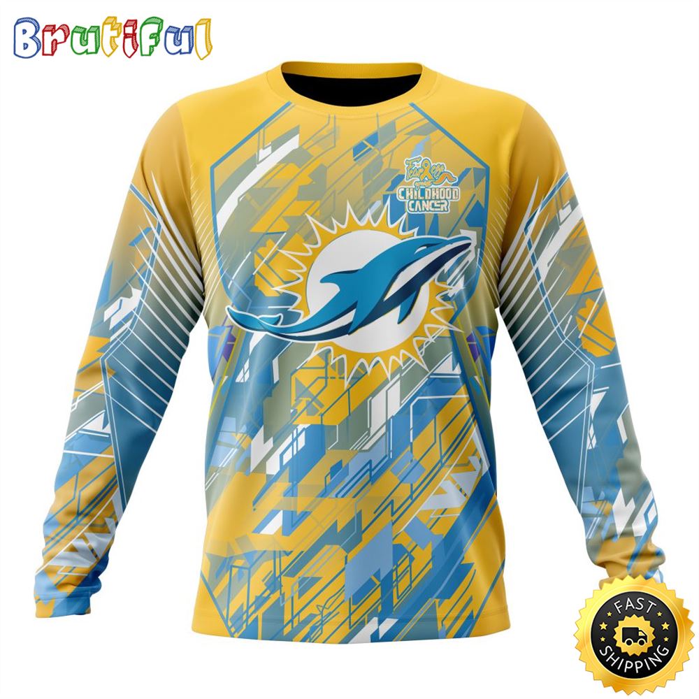 NFL Miami Dolphins Crewneck Sweatshirt Fearless Against Childhood Cancers Gift For Football Fans 1 oyjnu0