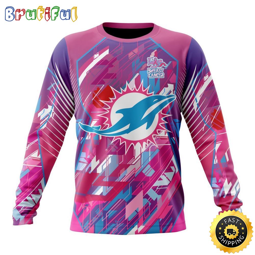 NFL Miami Dolphins I Pink Crewneck Sweatshirt I Can Fearless Again Breast Cancer For Breast Cancer Survivors 1 fdfsmv