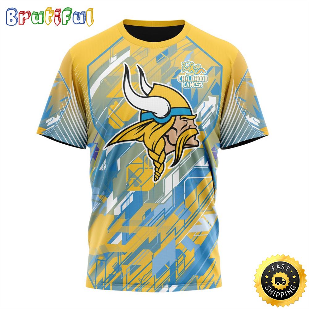 NFL Minnesota Vikings All Over Print 3D T Shirts Fearless Against Childhood Cancers Gift For Football Fans 1 o9jk83
