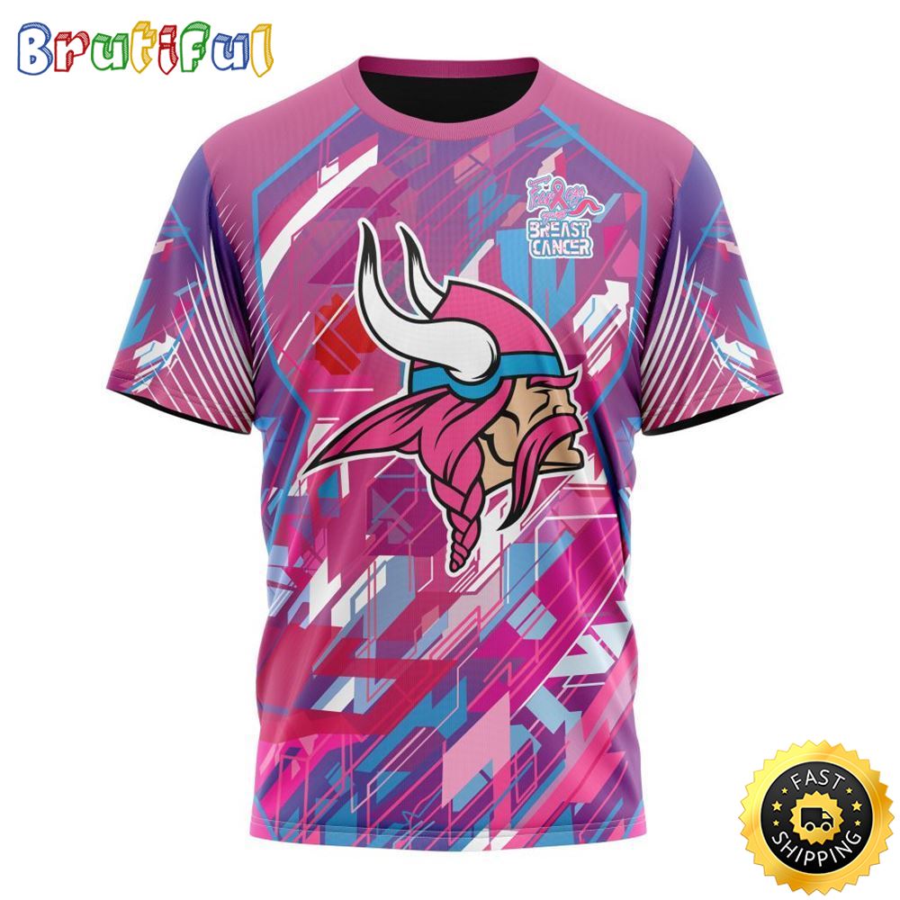 NFL Minnesota Vikings I Pink All Over Print 3D T Shirt I Can Fearless Again Breast Cancer For Breast Cancer Survivors 1 jr2yuh