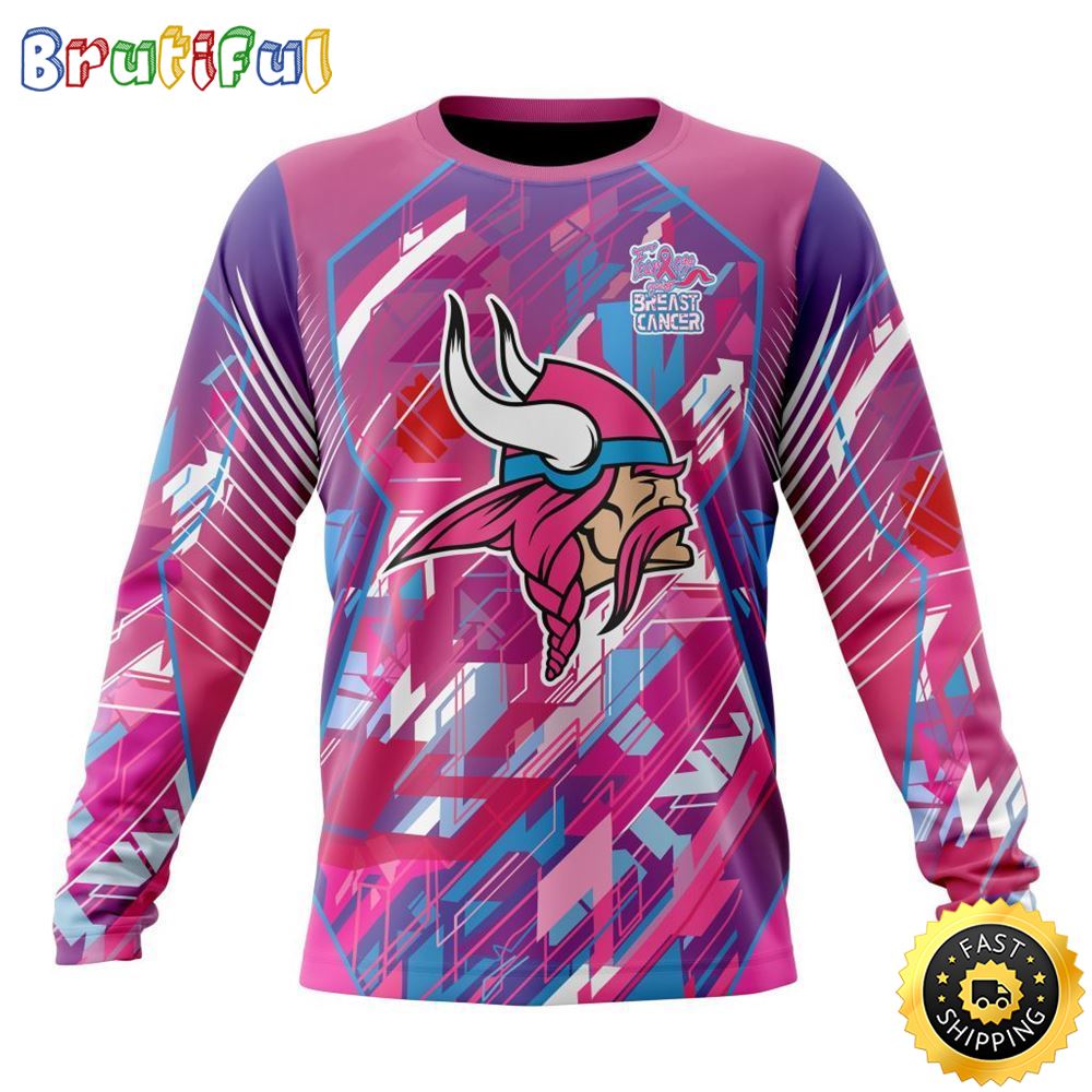 NFL Minnesota Vikings I Pink Crewneck Sweatshirt I Can Fearless Again Breast Cancer For Breast Cancer Survivors 1 fsvhxa