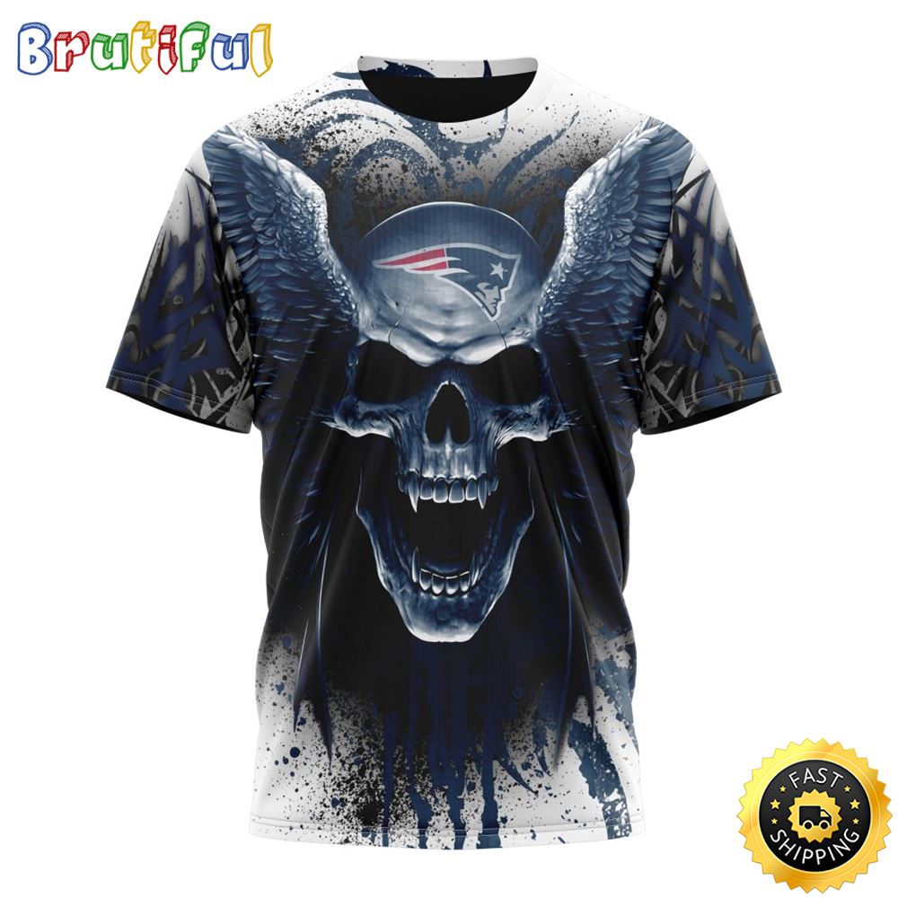 NFL New England Patriots 3D T Shirt All Over Print Special Kits With Skull Stylish Team Apparel 1 ncwuol