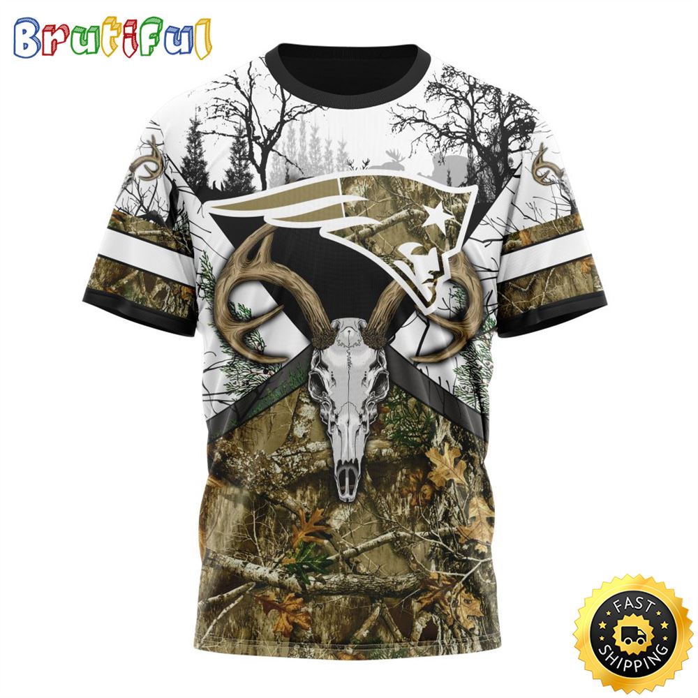 NFL New England Patriots 3D T Shirt Deer Skull And Forest Pattern Represent Your Team 1 dbemys