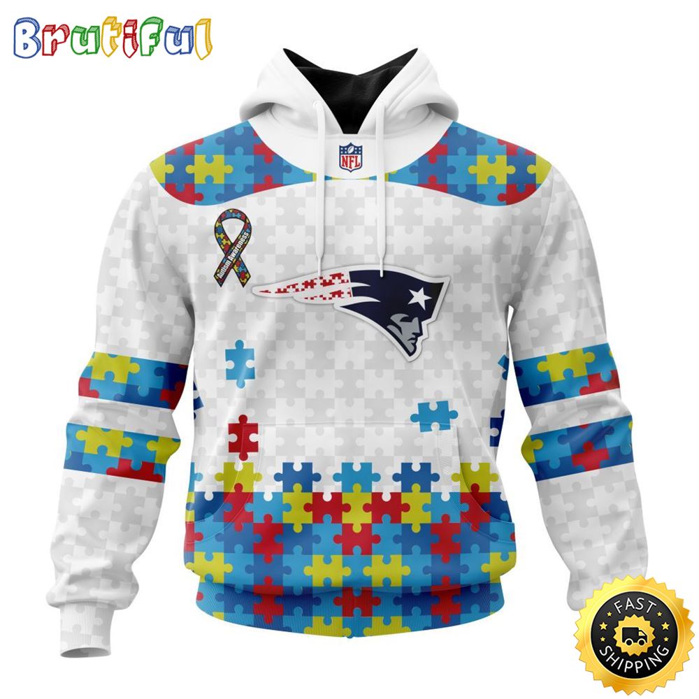 NFL New England Patriots All Over Print 3D Hoodie Autism Awareness Design Unisex Hoodie 1 ebabgk