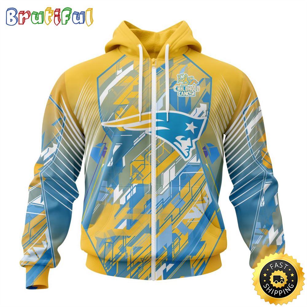 NFL New England Patriots All Over Print Zip 3D Hoodie Fearless Against Childhood Cancers Unisex Hoodie 1 w5go4b