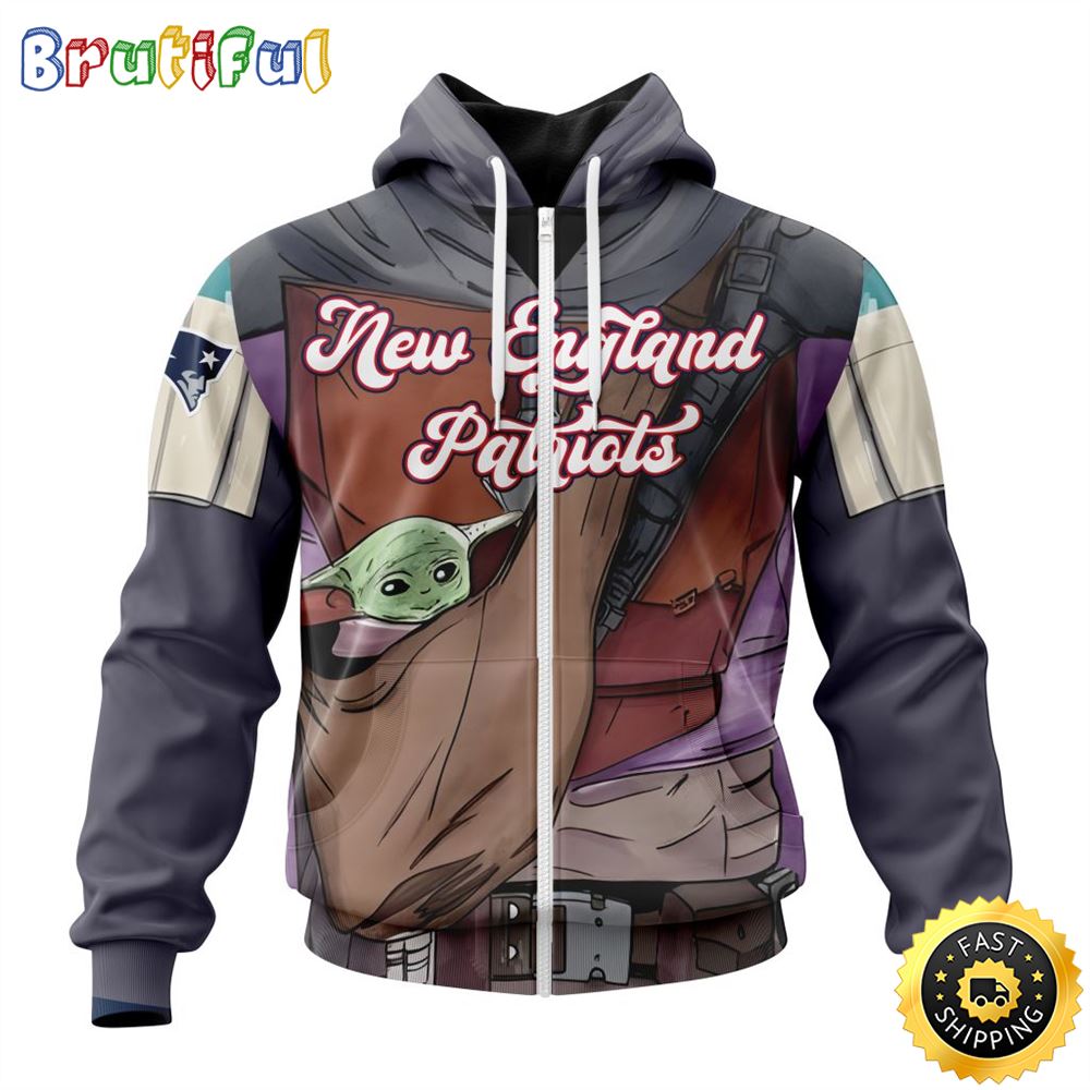 NFL New England Patriots All Over Print Zip Hoodie 3D Specialized Mandalorian And Baby Yoda Unisex Hoodies 1 j14ens
