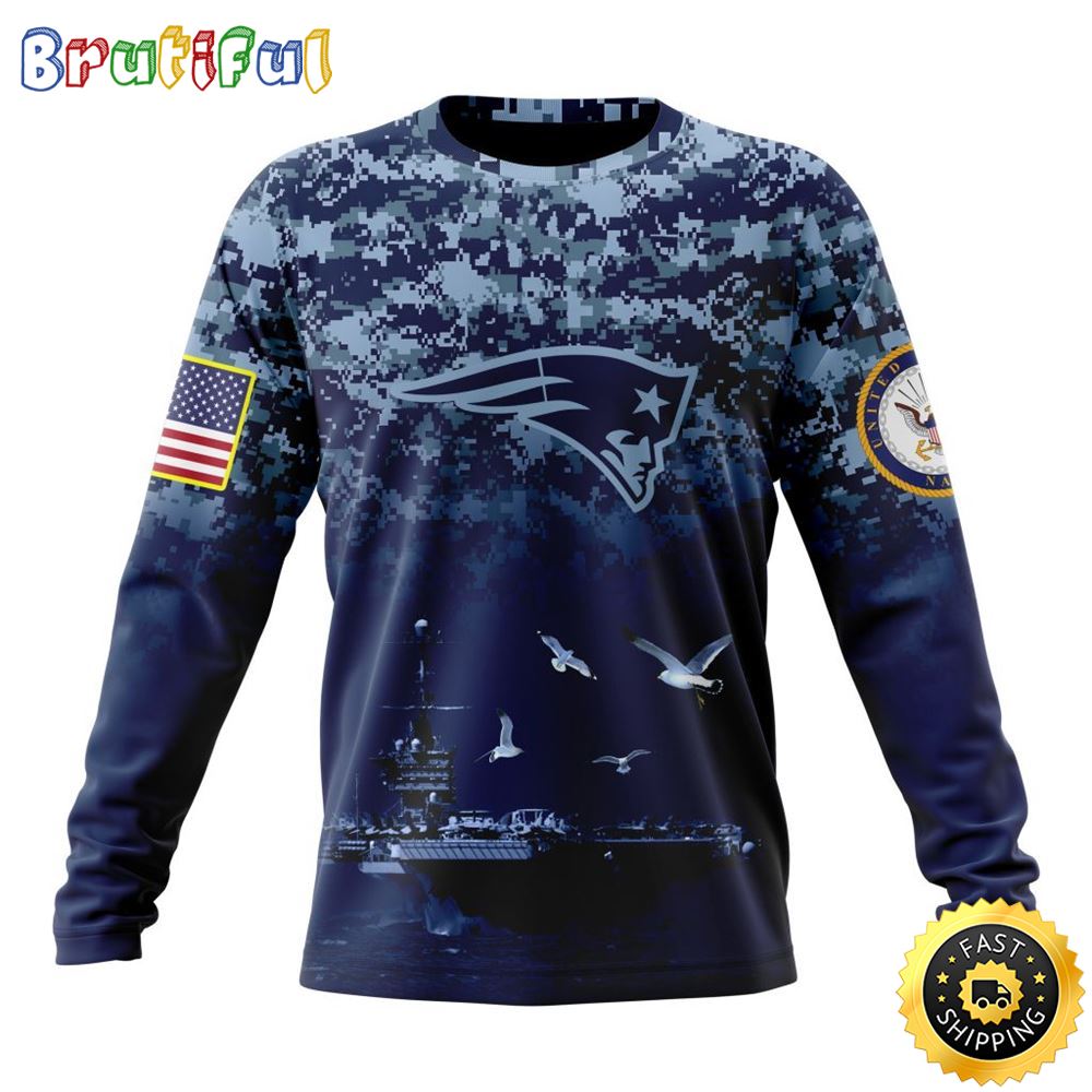 NFL New England Patriots Crewneck Sweatshirt Honor US Navy Veterans Stylish Gear For Fans 1 e8o3i6