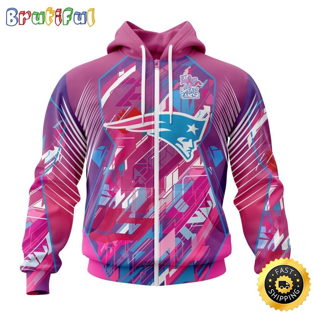 NFL New England Patriots I Pink All Over Print Zip Hoodie 3D I Can Fearless Again Breast Cancer For Breast Cancer Survivors 1 ifbqze