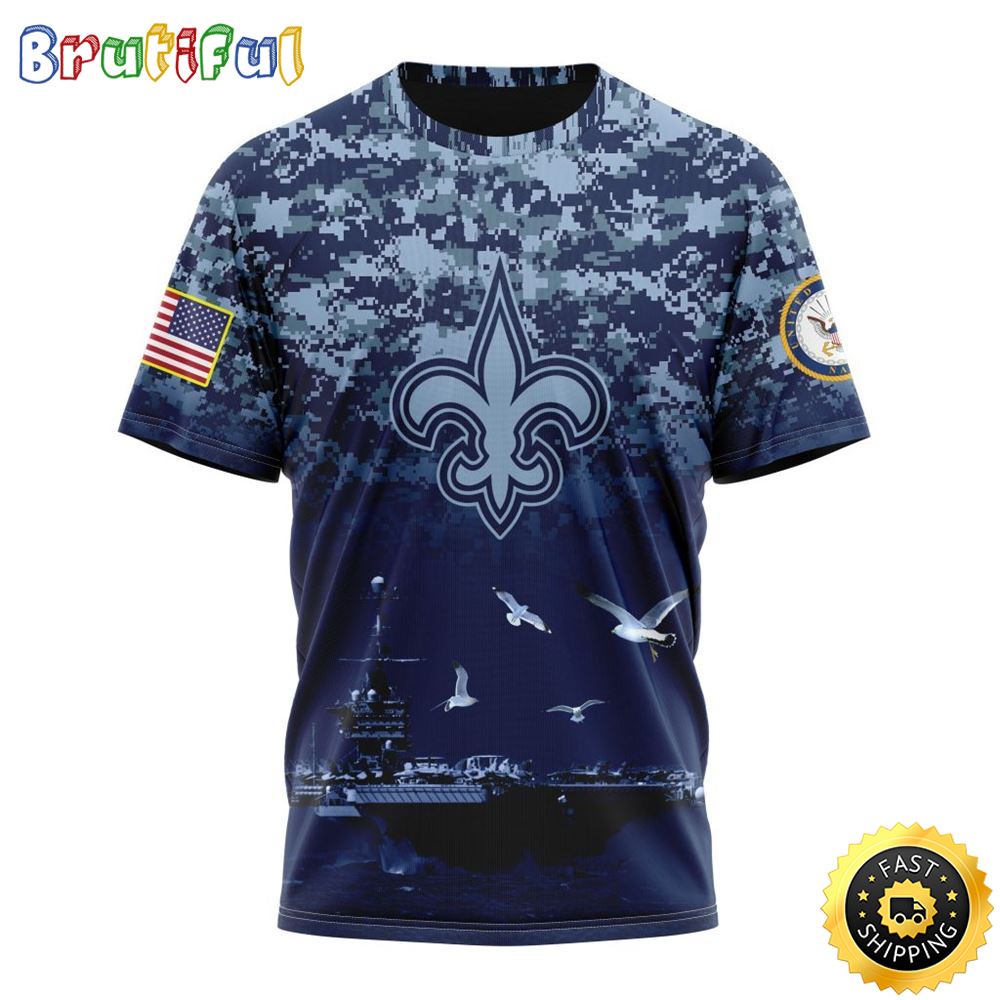NFL New Orleans Saints 3D T Shirt Honor US Navy Veterans Stylish Gear For Fans 1 ikqkq4
