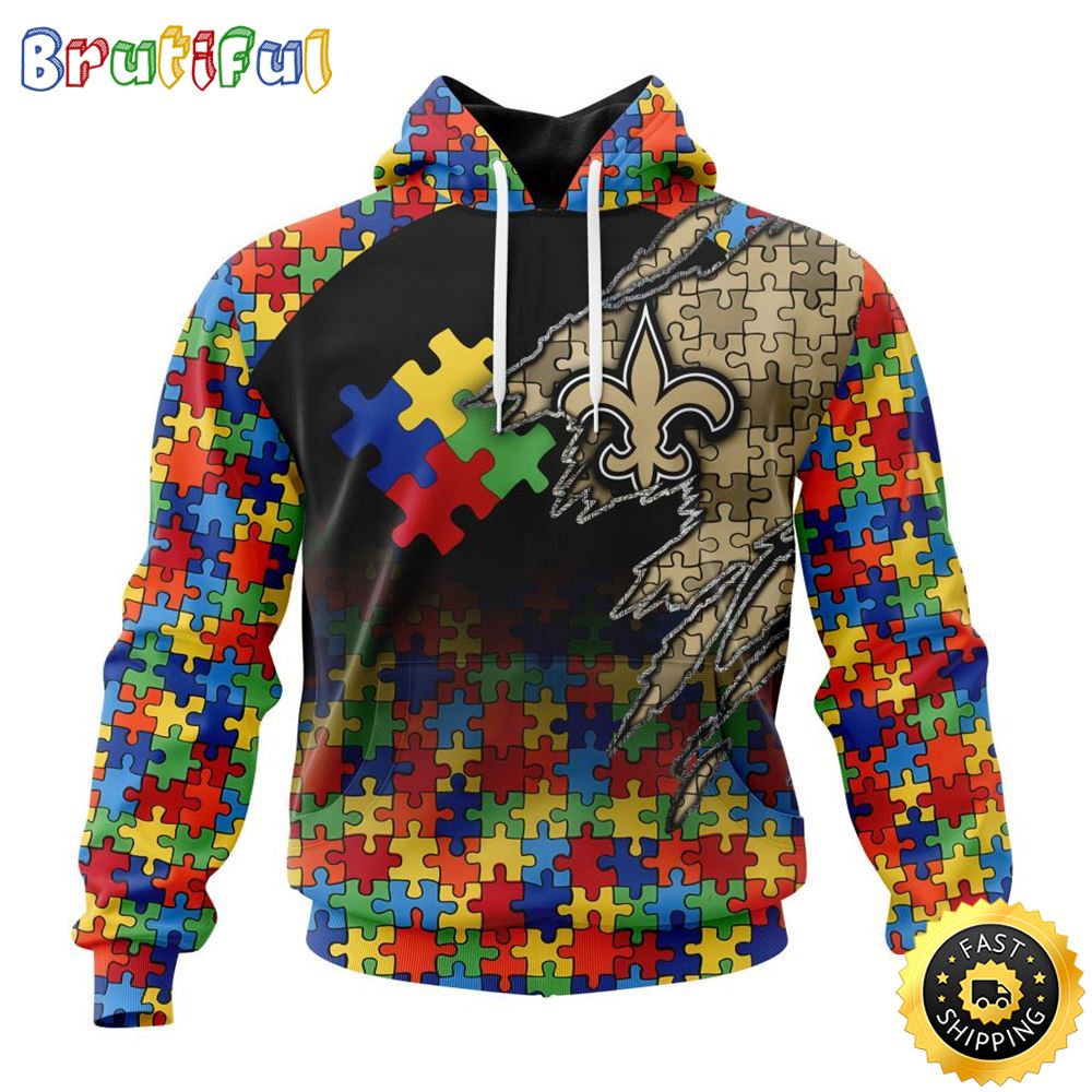 NFL New Orleans Saints All Over Print 3D Hoodie Autism Awareness Design Gifts For Survivors 1 d0zhlz