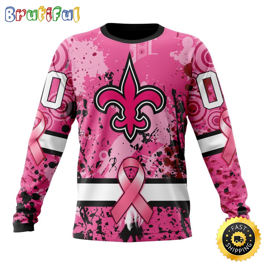 NFL New Orleans Saints Crewneck Sweatshirt I Pink I Can In October We Wear Pink Breast Cancer Gift For Football Fans 1 lecxko
