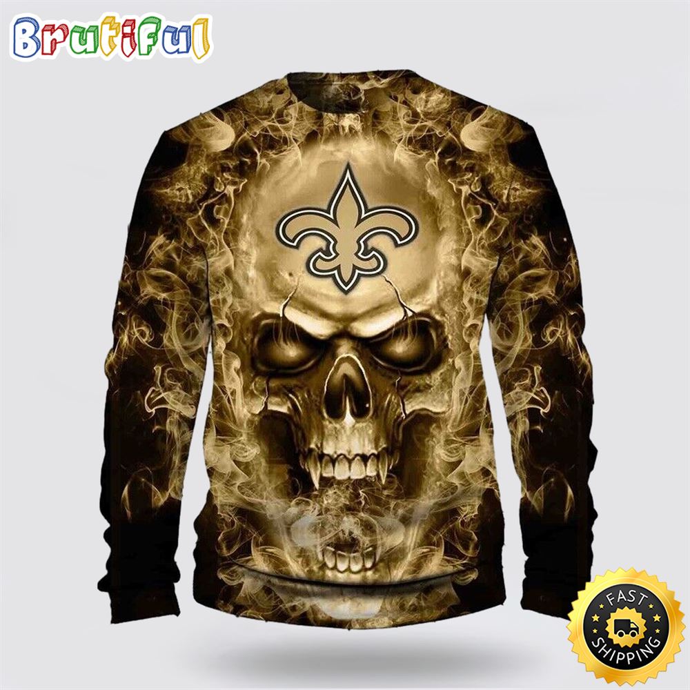 NFL New Orleans Saints Crewneck Sweatshirt Skull Halloween Your Team In Style ifnnom