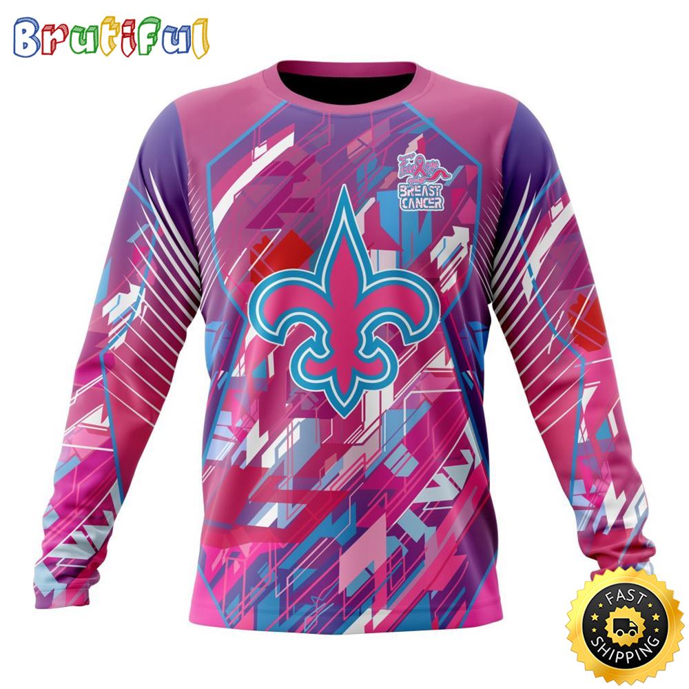 NFL New Orleans Saints I Pink Crewneck Sweatshirt I Can Fearless Again Breast Cancer For Breast Cancer Survivors 1 ihdzwo