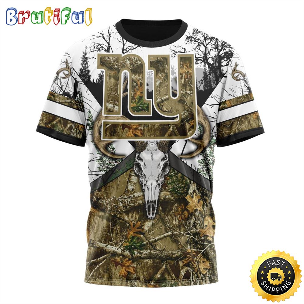 NFL New York Giants 3D T Shirt Deer Skull And Forest Pattern Represent Your Team 1 nafbvg