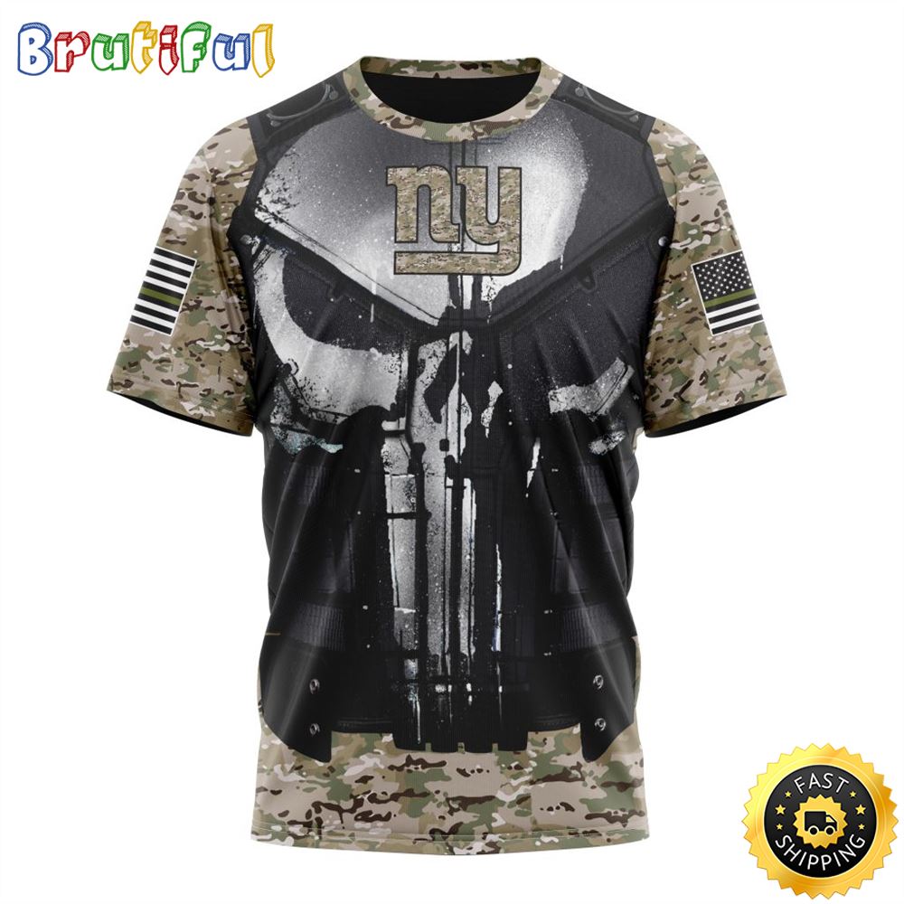NFL New York Giants 3D T Shirt Punisher Skull Camo Veteran Kits Represent Your Team 1 g8kzcl