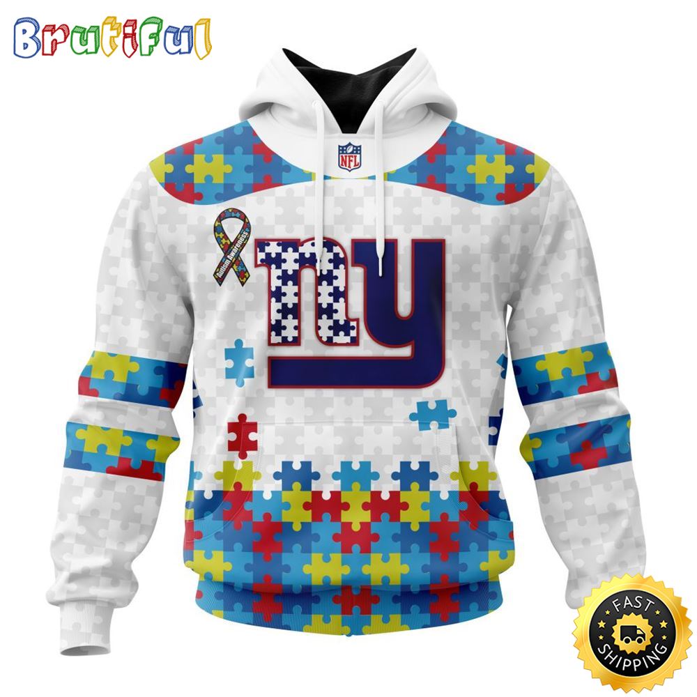 NFL New York Giants All Over Print 3D Hoodie Autism Awareness Design Unisex Hoodie 1 uhnr9b