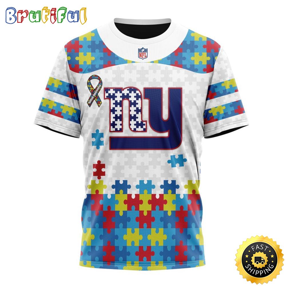 NFL New York Giants All Over Print 3D T Shirt Autism Awareness Design Show Your Team Pride 1 pdrkcp