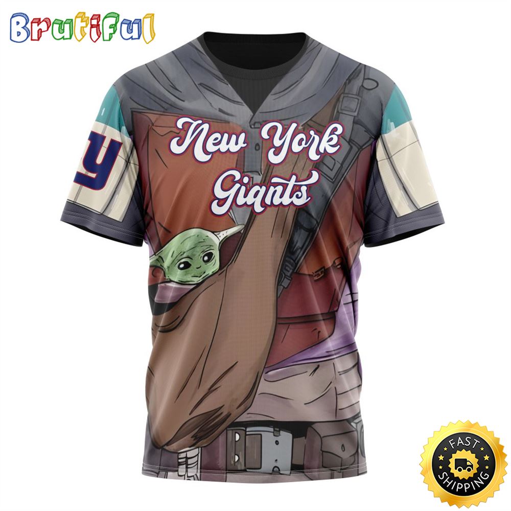 NFL New York Giants All Over Print 3D T Shirt Specialized Mandalorian And Baby Yoda Gifts For Football Fans 1 rs643o