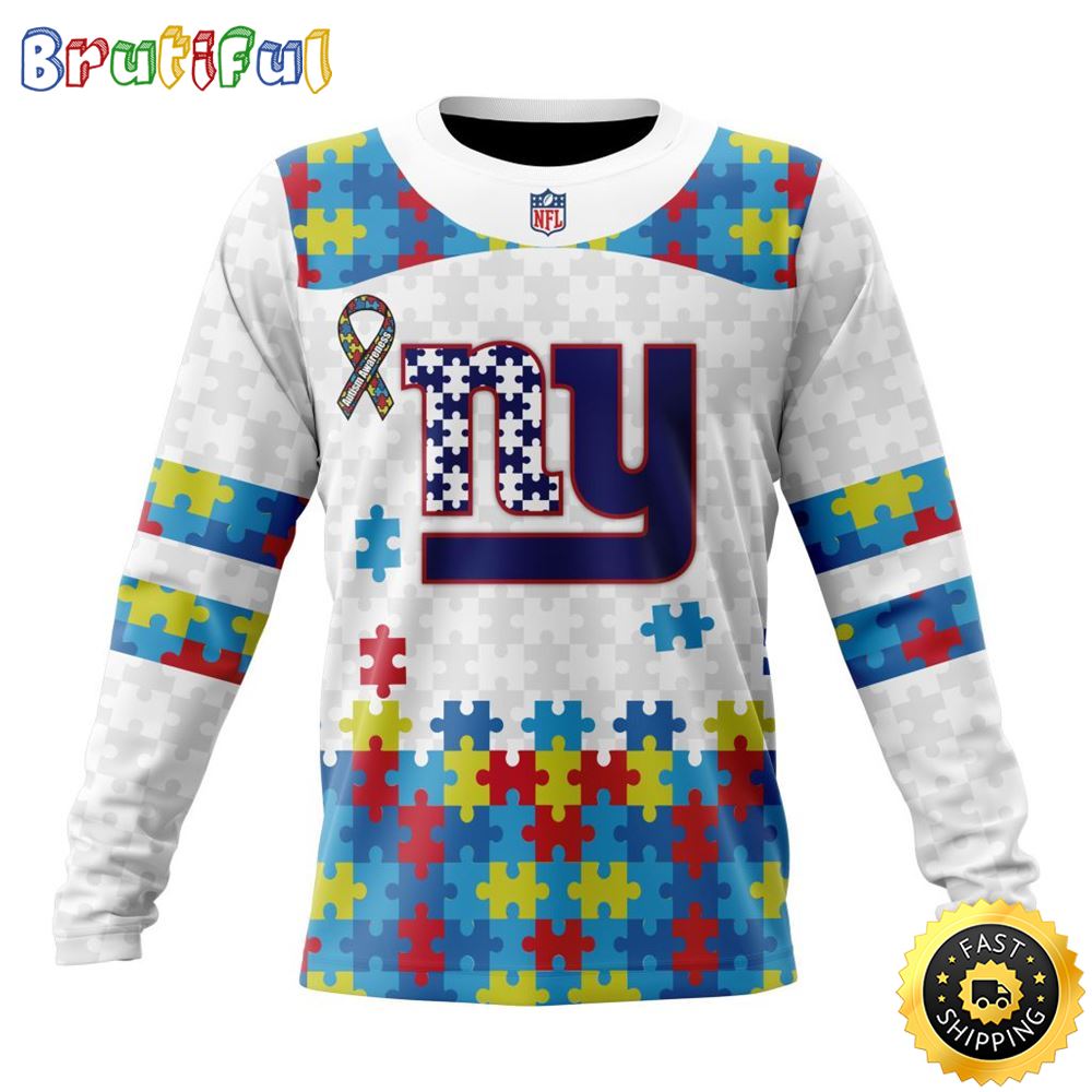 NFL New York Giants Crewneck Sweatshirt Autism Awareness Design Your Team In Style 1 xh5qwa