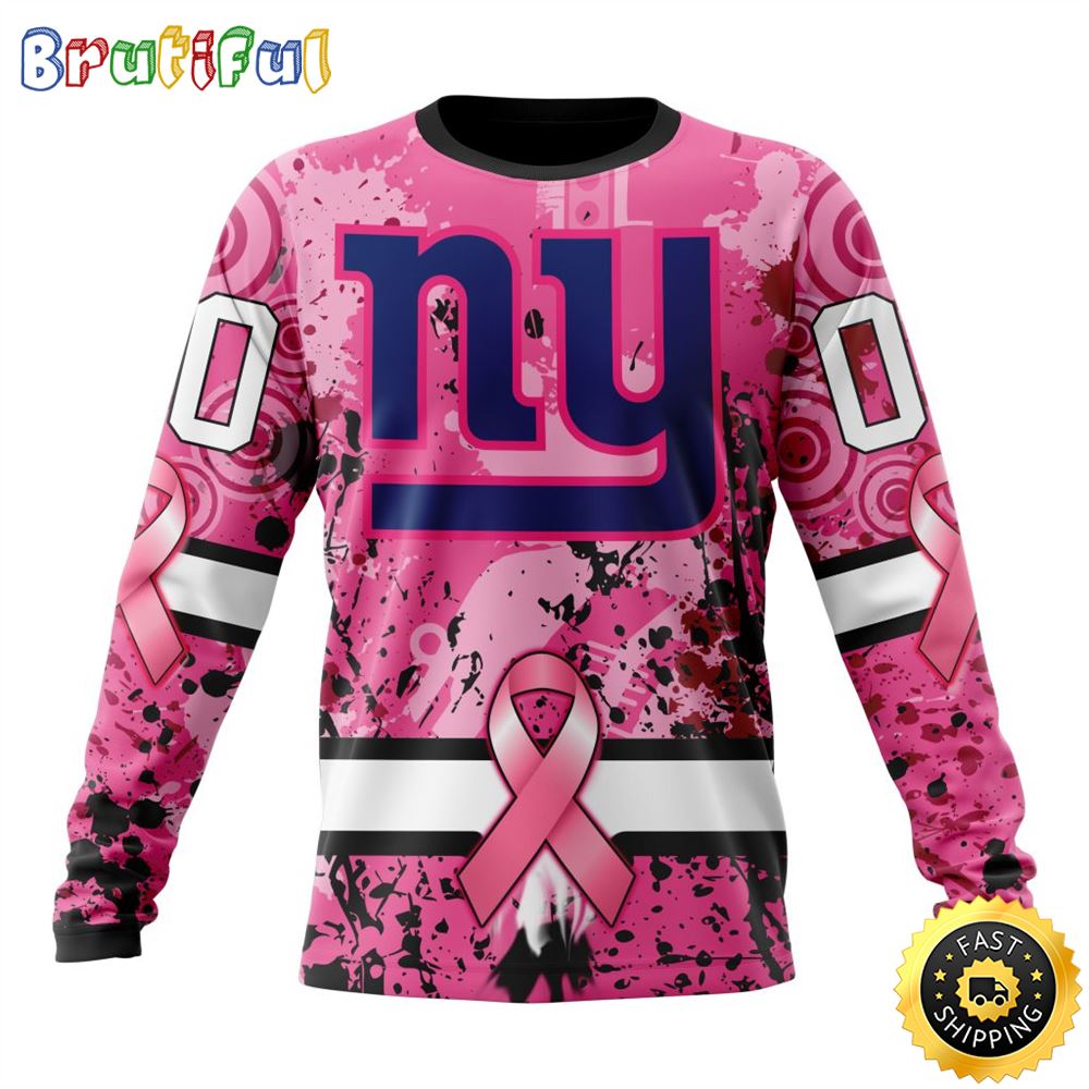 NFL New York Giants Crewneck Sweatshirt I Pink I Can In October We Wear Pink Breast Cancer Gift For Football Fans 1 chk7bw
