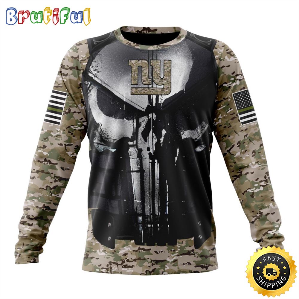 NFL New York Giants Crewneck Sweatshirt Punisher Skull Camo Veteran Kits Represent Your Team 1 b8syj5