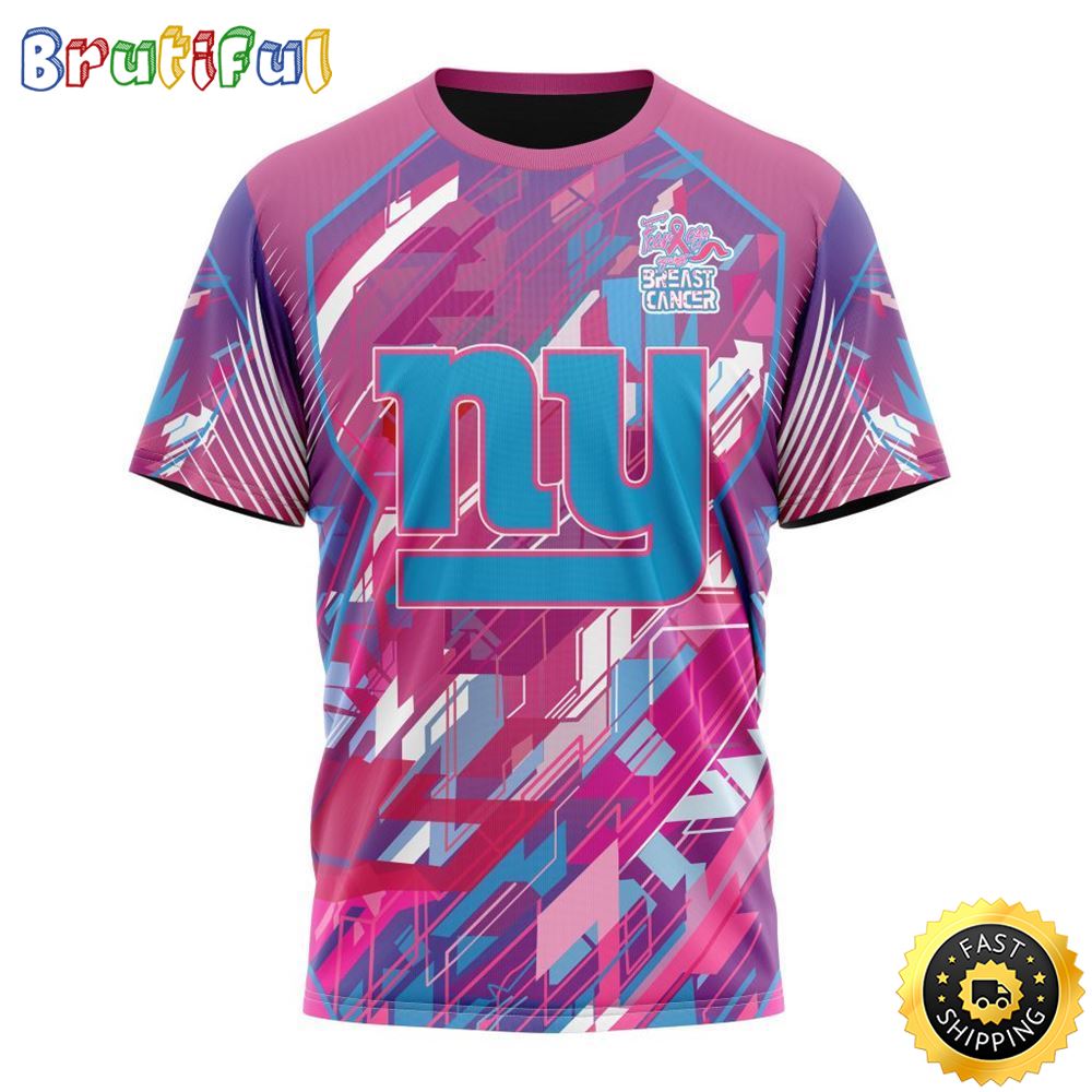 NFL New York Giants I Pink All Over Print 3D T Shirt I Can Fearless Again Breast Cancer For Breast Cancer Survivors 1 hbyp8y
