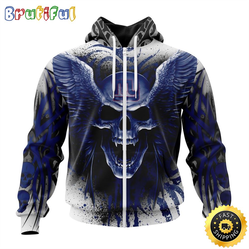 NFL New York Giants Zip Hoodie 3D All Over Print Special Kits With Skull Unite In Team Colors 1 hs4xi4