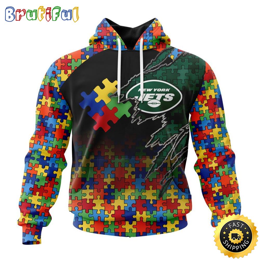 NFL New York Jets All Over Print 3D Hoodie Autism Awareness Design Gifts For Survivors 1 gbhsds