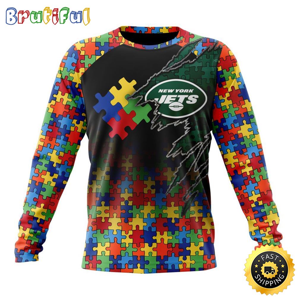 NFL New York Jets Crewneck Sweatshirt Autism Awareness Design Gifts For Survivors 1 s0pv6o