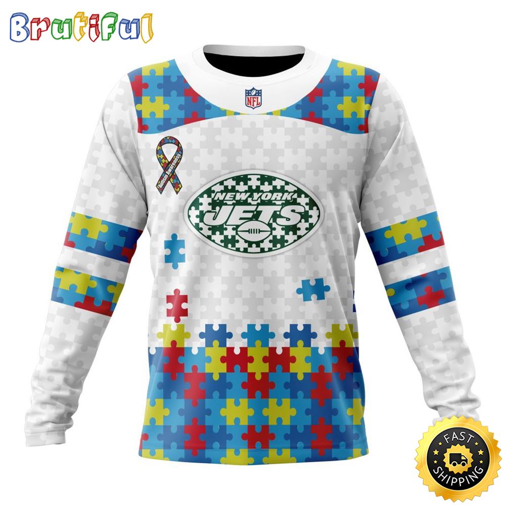 NFL New York Jets Crewneck Sweatshirt Autism Awareness Design Your Team In Style 1 vye6x1