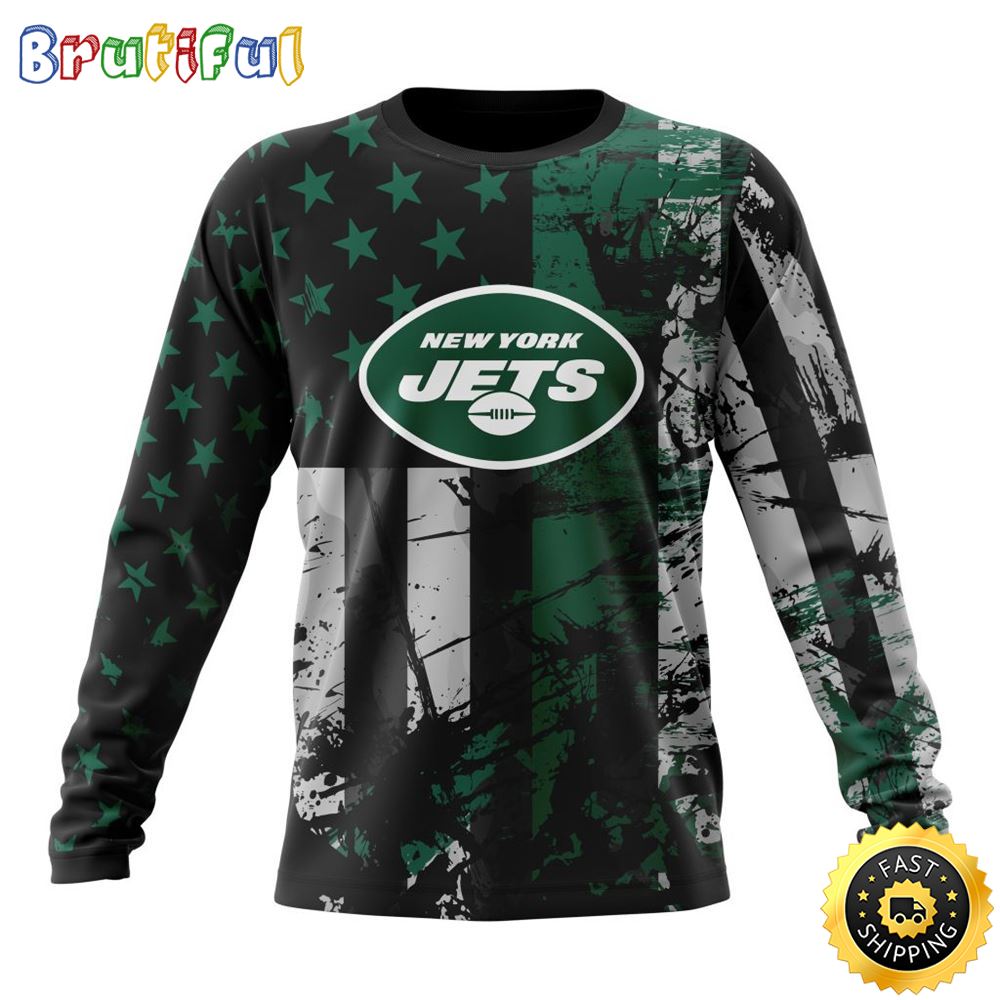 NFL New York Jets Crewneck Sweatshirt Classic Grunge American Flag Stylish Warmth For Fans 1 dhz6ef