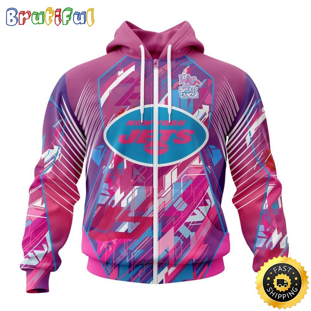 NFL New York Jets I Pink All Over Print Zip Hoodie 3D I Can Fearless Again Breast Cancer For Breast Cancer Survivors 1 xapvul