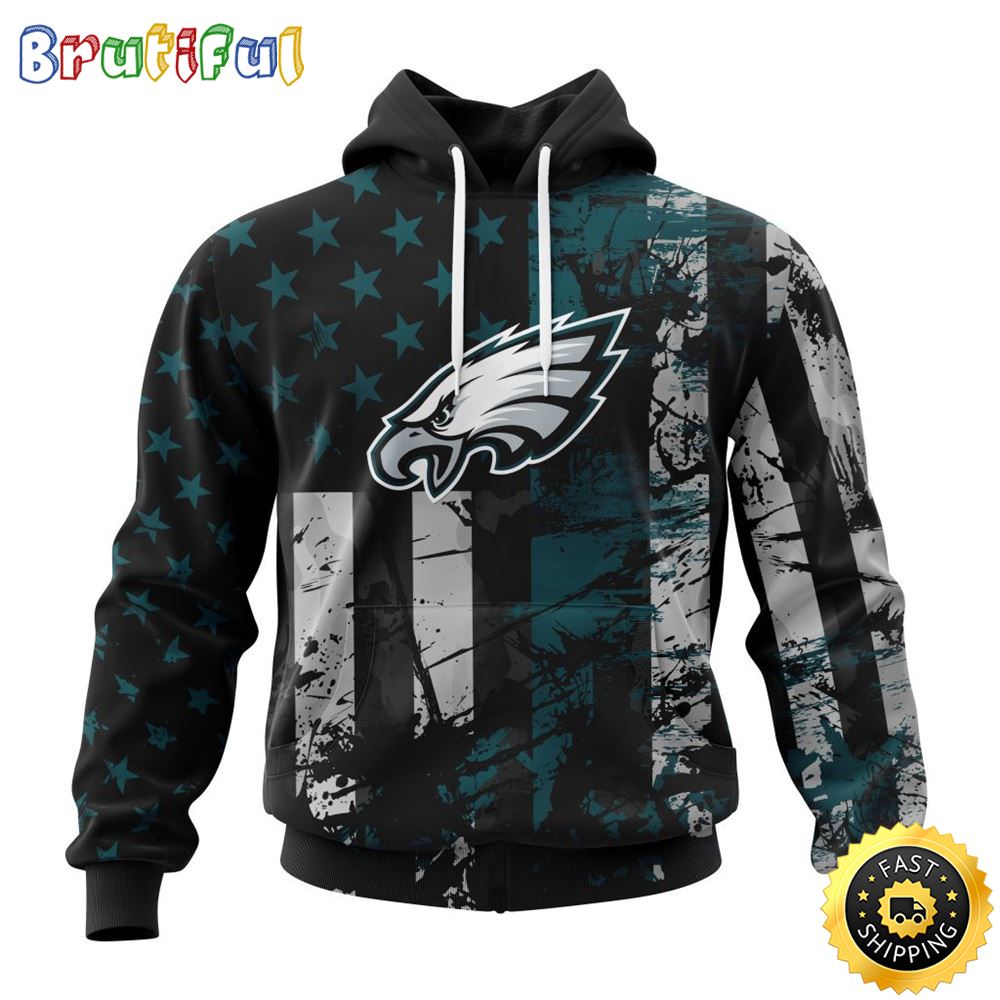 NFL Philadelphia Eagles 3D Hoodie Classic Grunge American Flag Stylish Warmth For Fans 1 jjiq9o