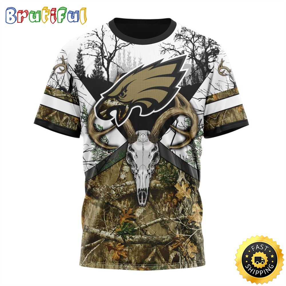 NFL Philadelphia Eagles 3D T Shirt Deer Skull And Forest Pattern Represent Your Team 1 knhsfo